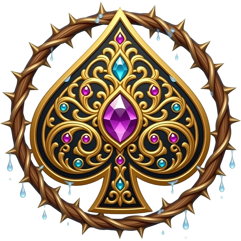 richly ornamented ace of spades surrounded by tendrils of thorns emoji