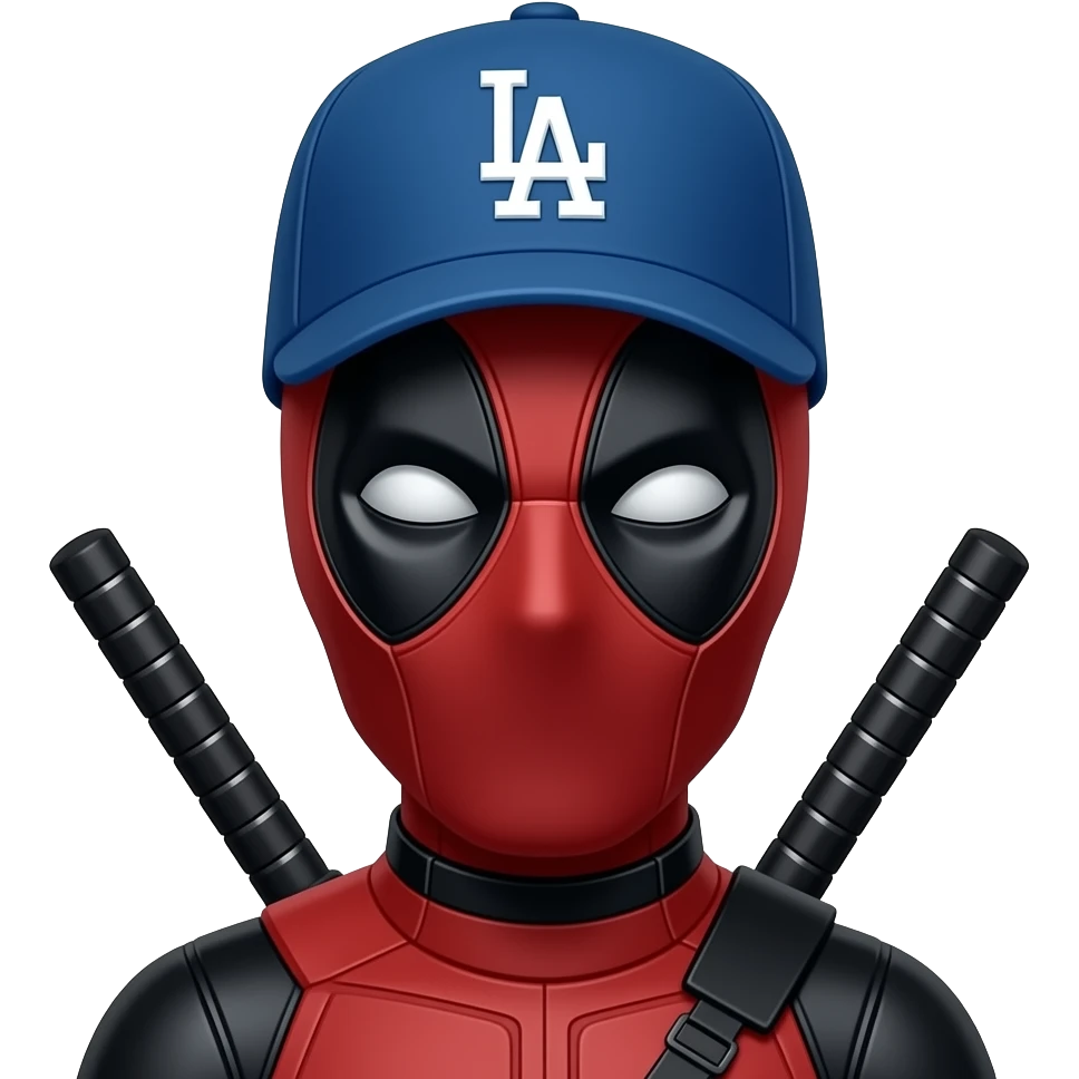Deadpool wearing a LA Dodgers hat emoji