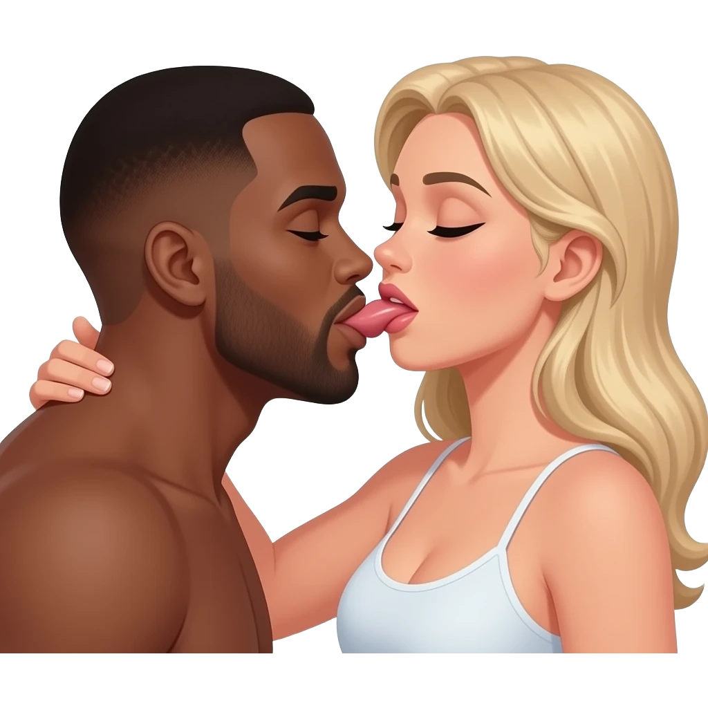 White woman sucking black man dick emoji