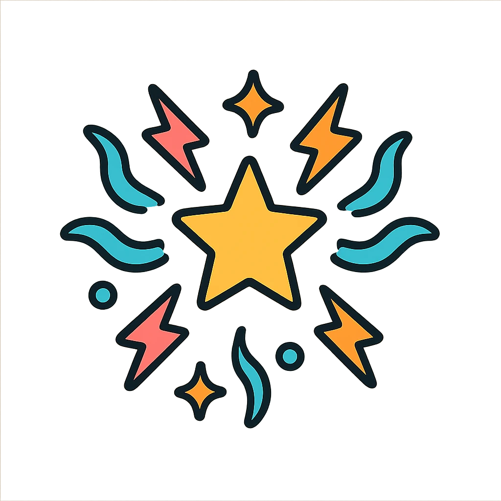 magic effect icon, vibrant color outline, energetic look emoji