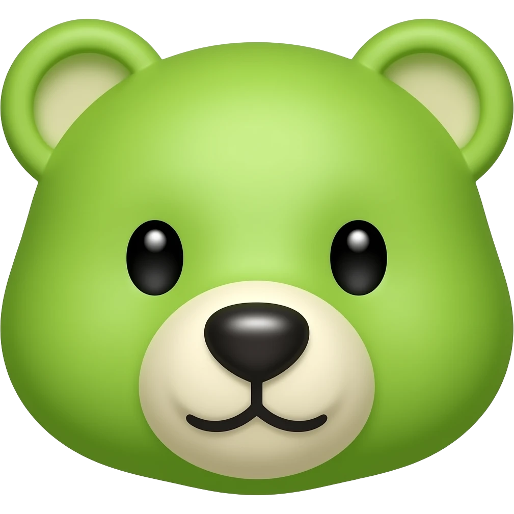 Pistachio green baby bear face emoji