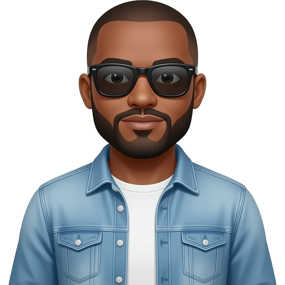 A bald black and a beard in shades whole body emoji