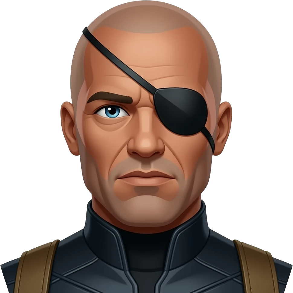 Nick Fury Marvel black eye patch one eye only head emoji