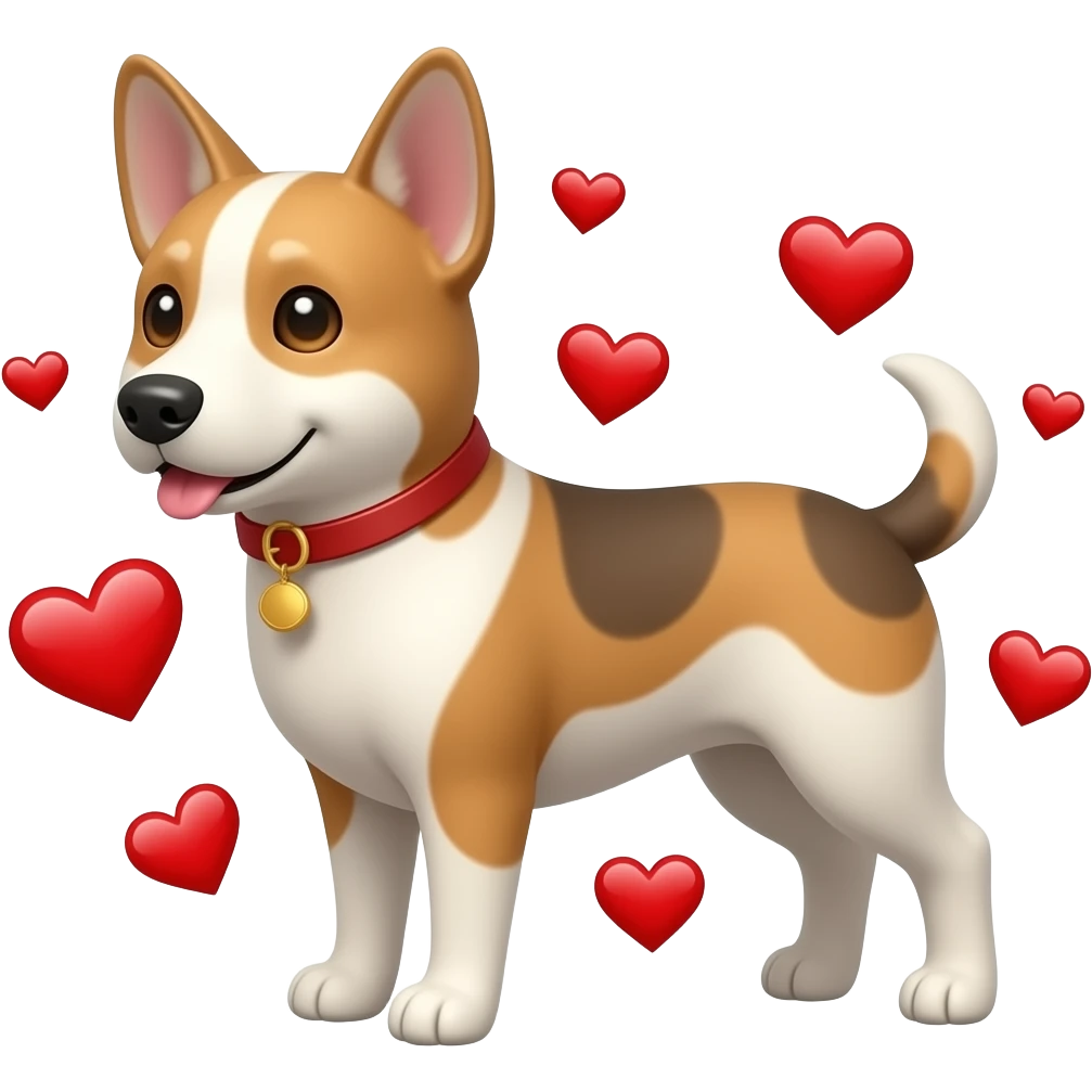 Use the above Dog (same) but with a love theme emoji
