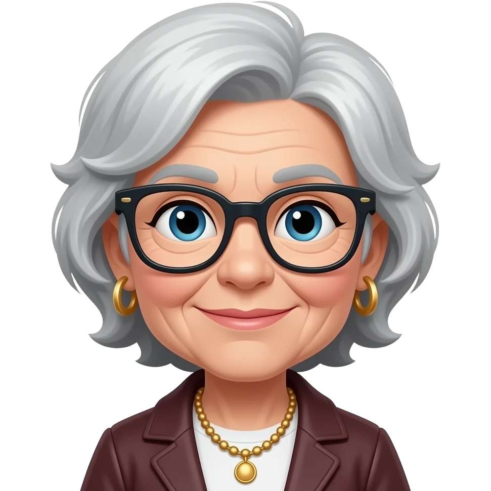 punk grandma with glass emoji