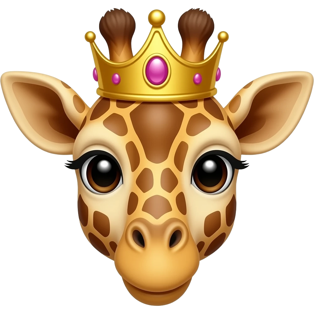 girafe avec une couronne de princesse vue de face emoji
