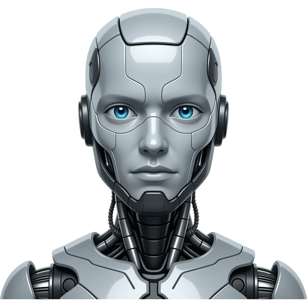 cyberpunk heavy metal rockstar robot, close up bust size front facing emoji