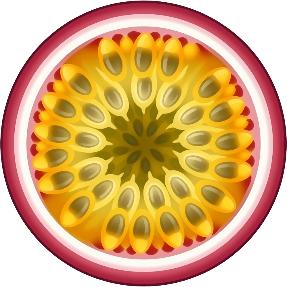 passion fruit, cartoon style, colorful emoji