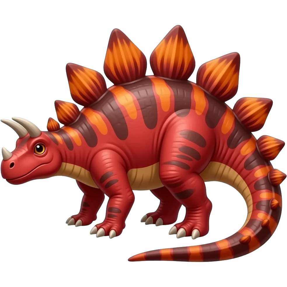 Un dinosaurio concavenator rojo con patrones naranja oscuro emoji