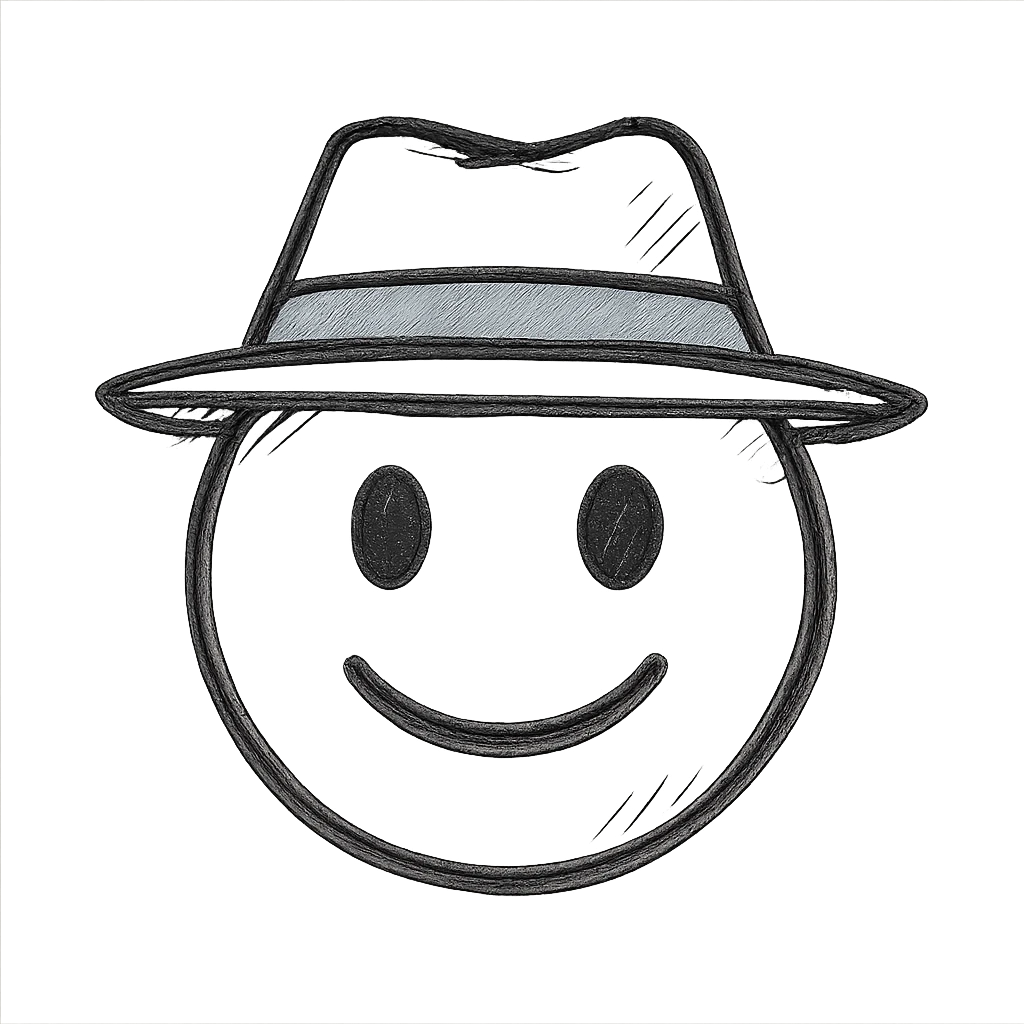 emoji head in blue panama hat emoji