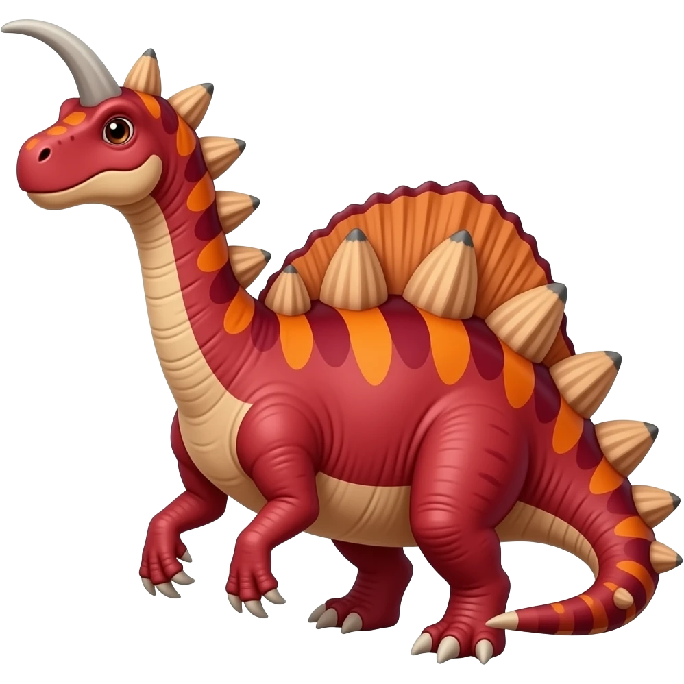 Un dinosaurio concavenator rojo con patrones naranja oscuro emoji