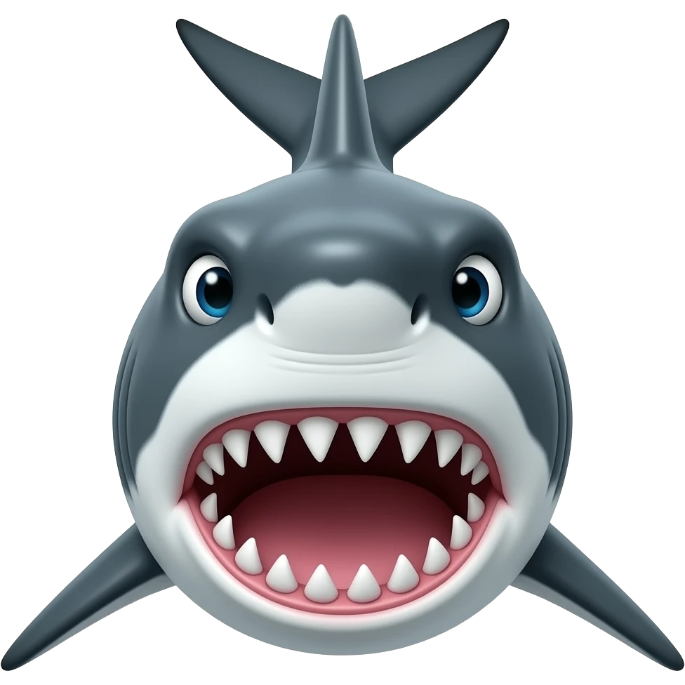 Tubarao agressivo,de frente ,n tao animado emoji