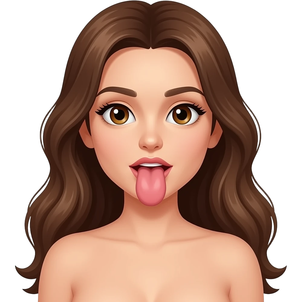 Long hair, brunette, brown eyes full body, naked, getting pussy eaten emoji