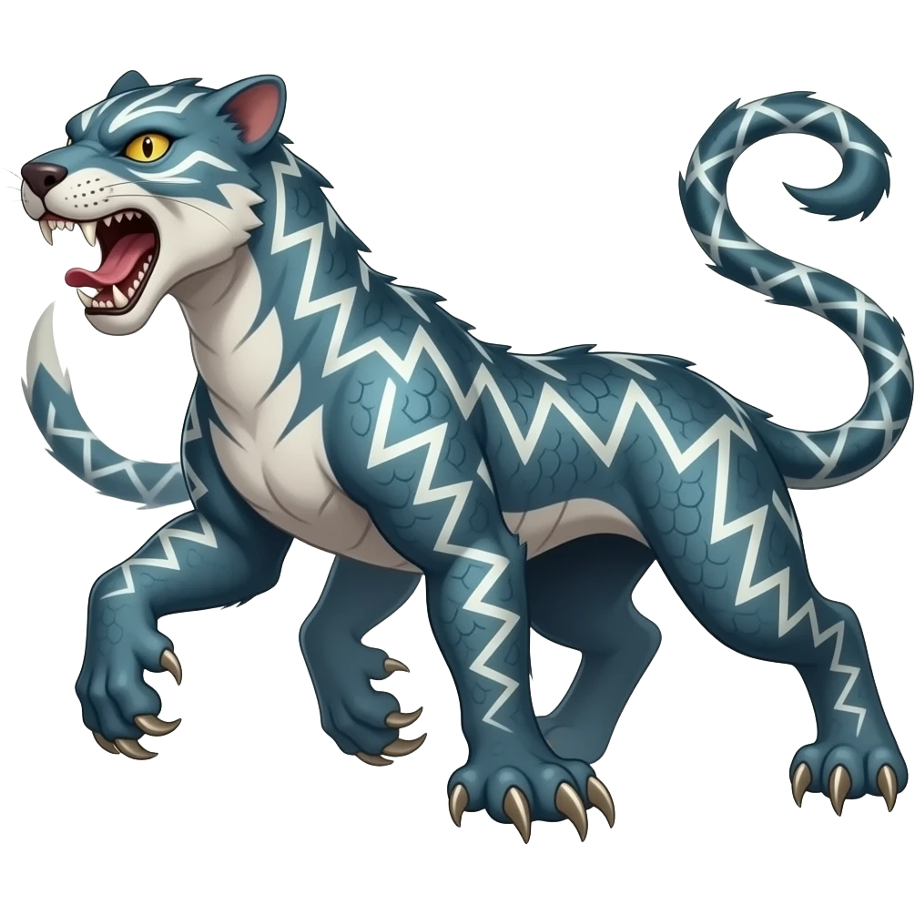 Feral 4-legged quadrupedal Scaly Striking Slaying Badass Evil Handsome Lightning-patterned Zig- emoji