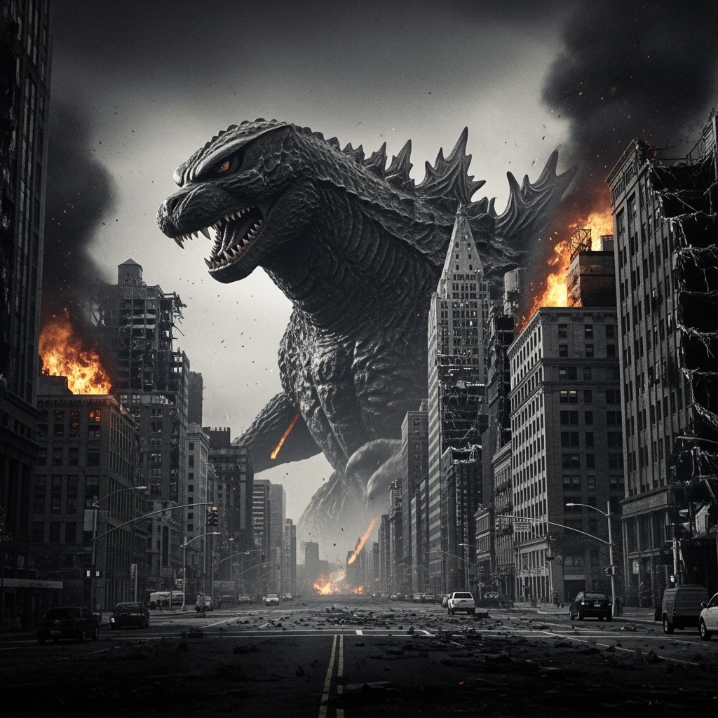 godzilla attackig NY emoji