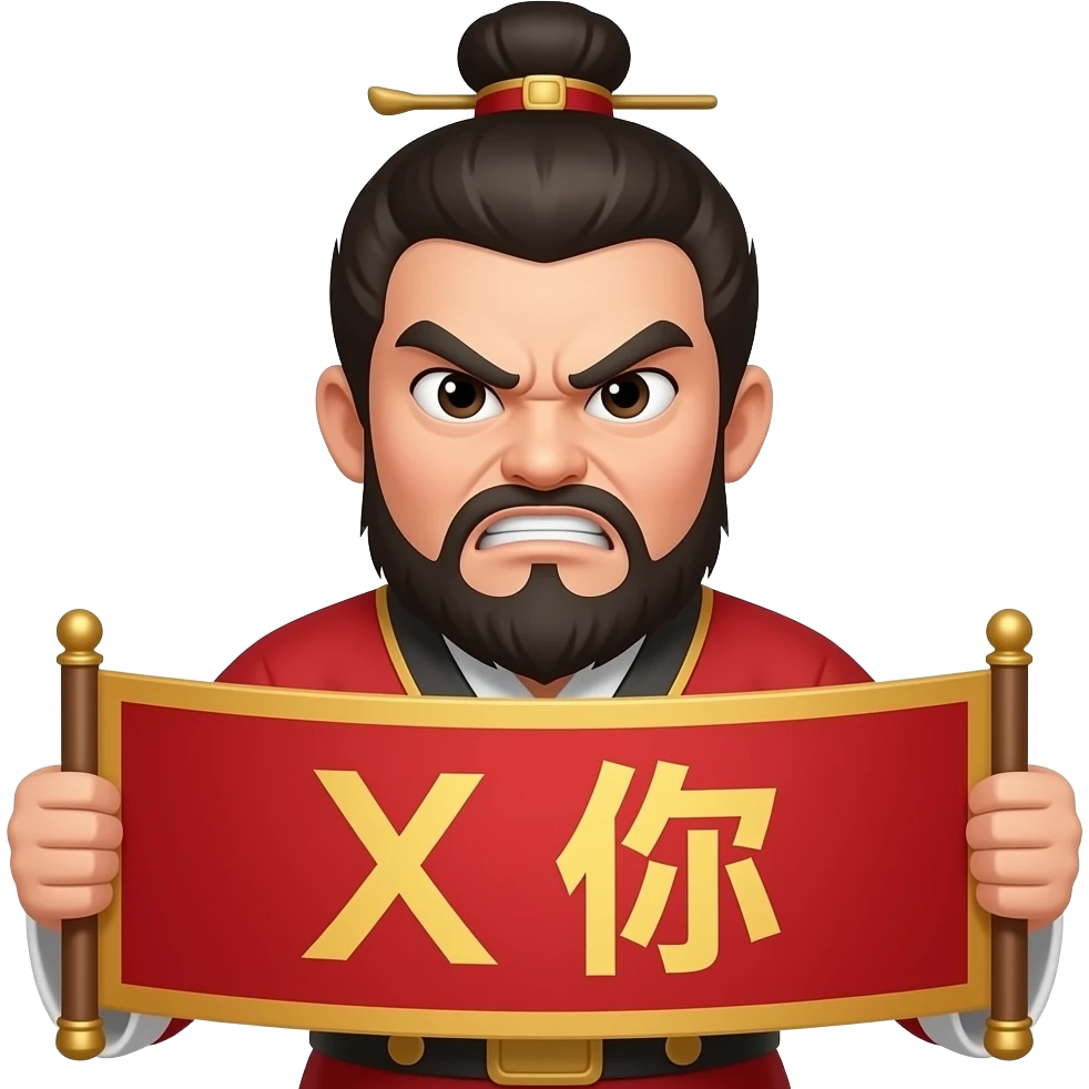 An angry man with a banner in traditional chinese "X你" emoji