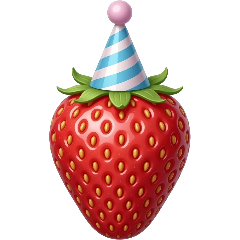 strawberry wear party hat emoji