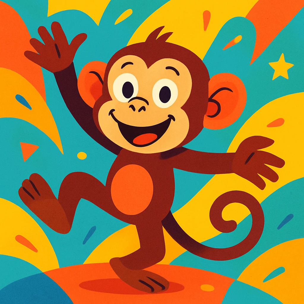 playful monkey in a fun, vibrant cartoon style emoji
