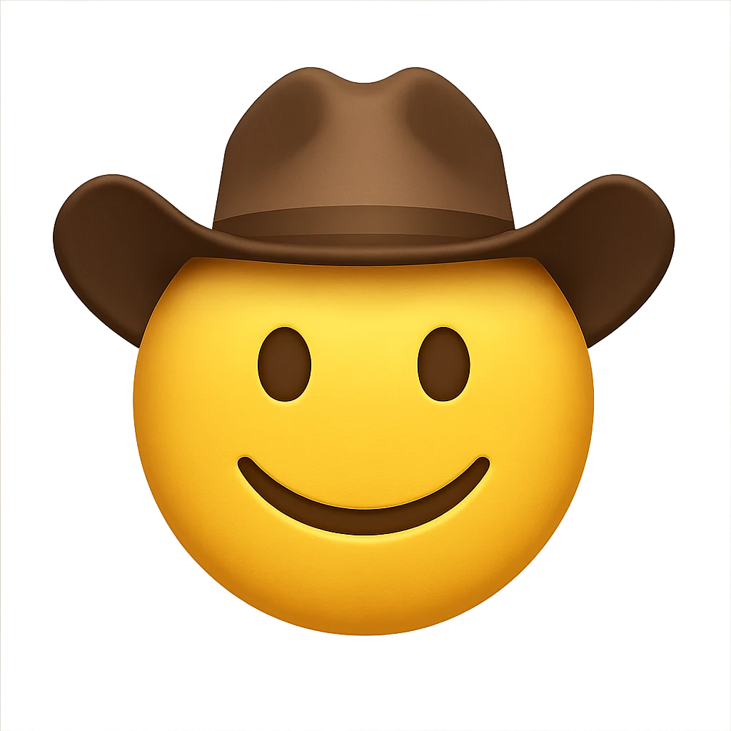 yellow face with cowboy hat emoji, digital illustration emoji
