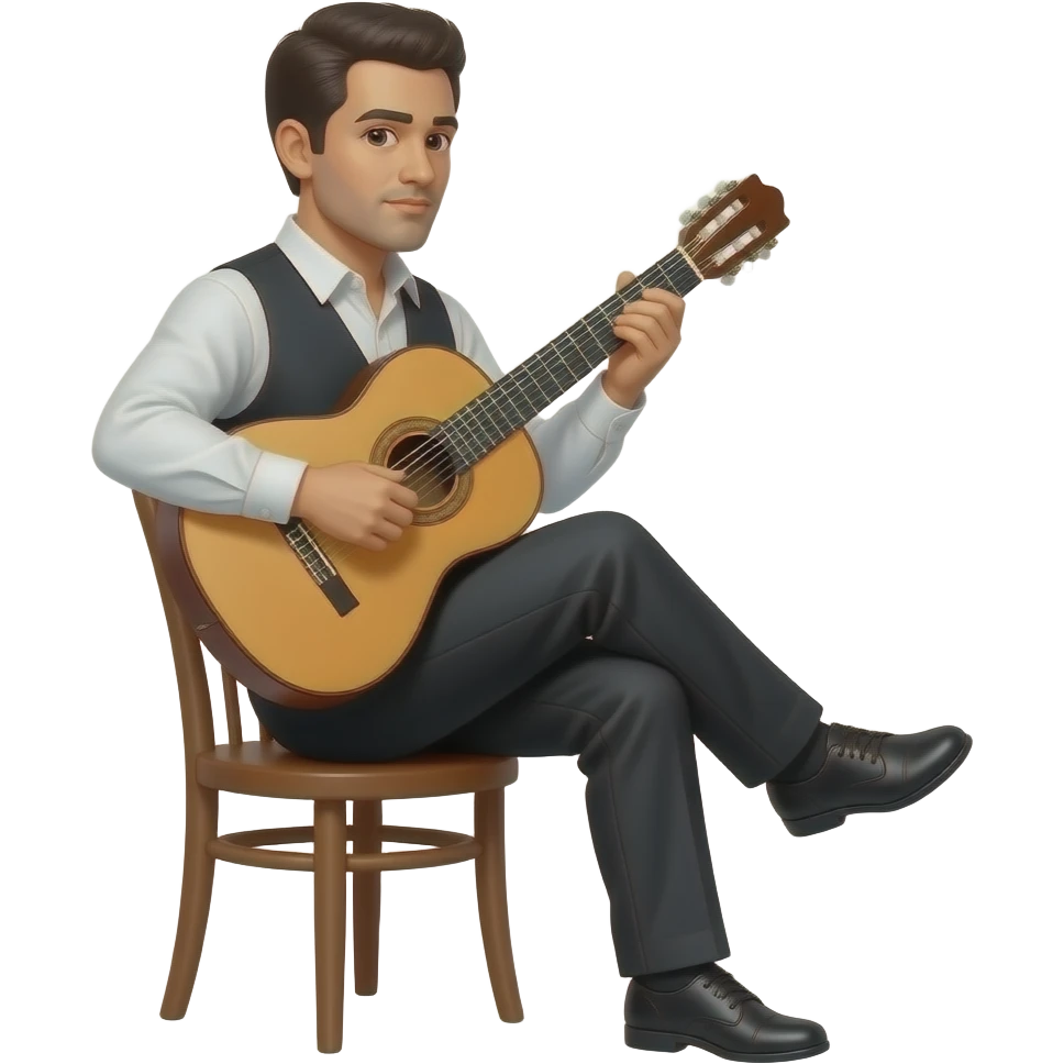 joueur de guithare flamenco en laterale avec un pied sur une chaise emoji