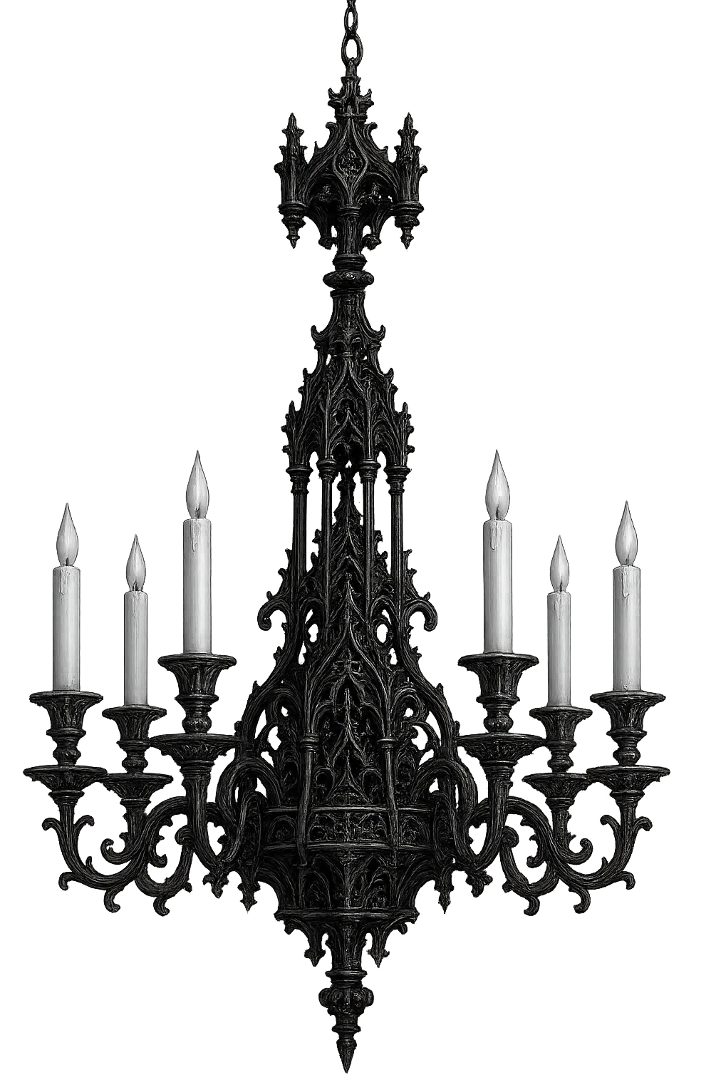 gothic chandelier, black and silver, ornate and dramatic emoji