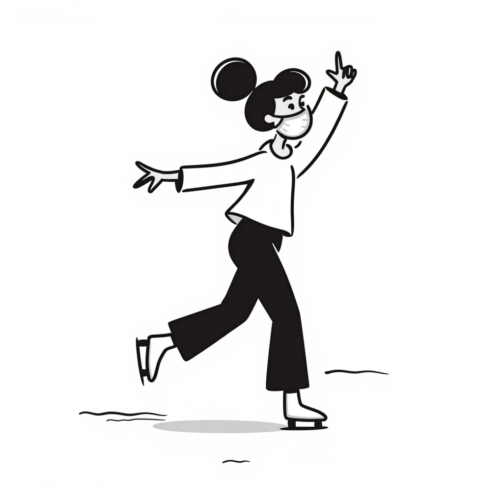 a figure skater girl wearing a face mask emoji