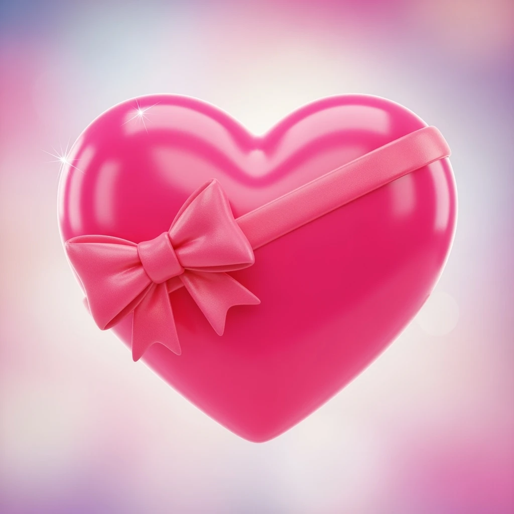 pink heart emoji, cute, shiny, with a bow emoji