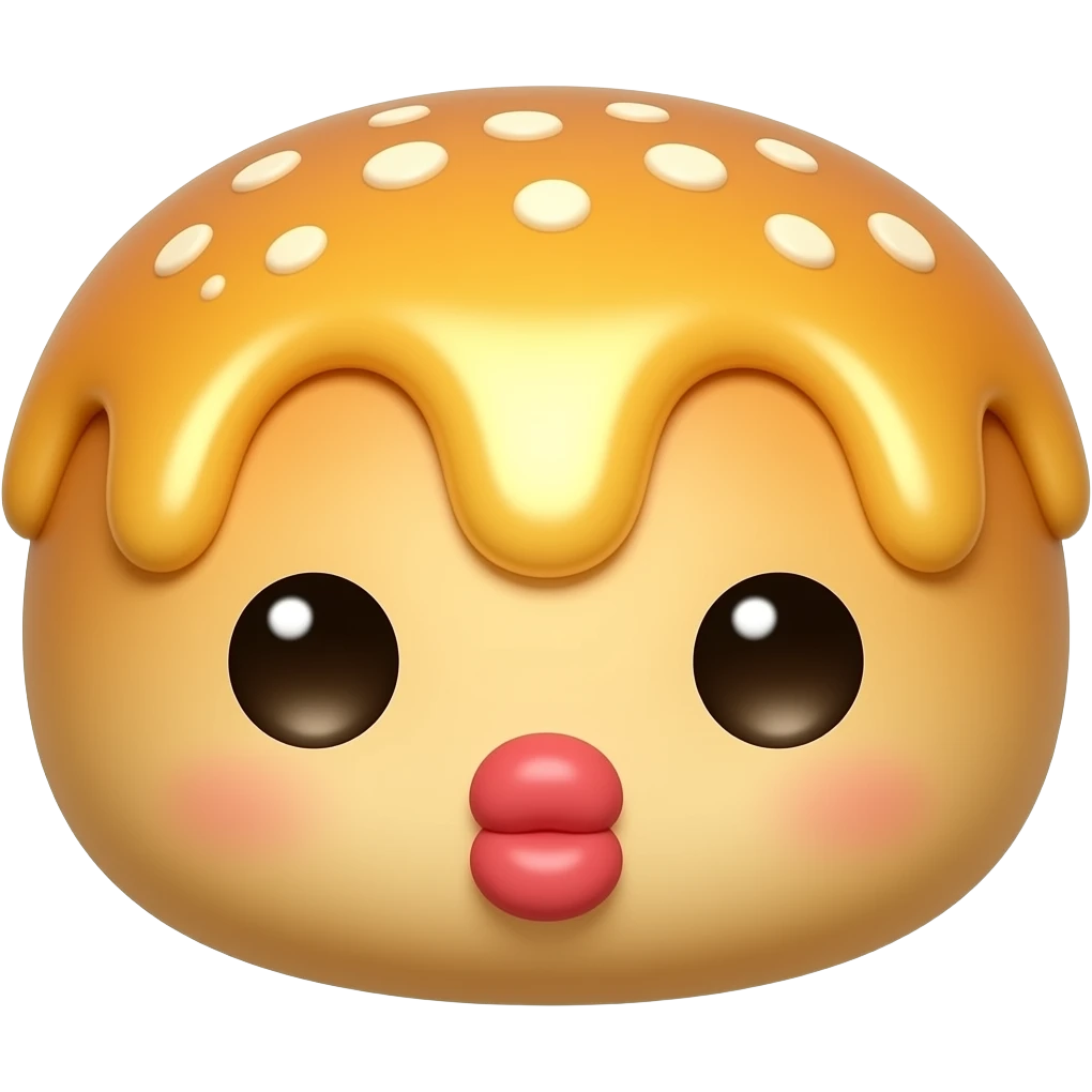 Honey bun with cute eyes and kissy mouth emoji