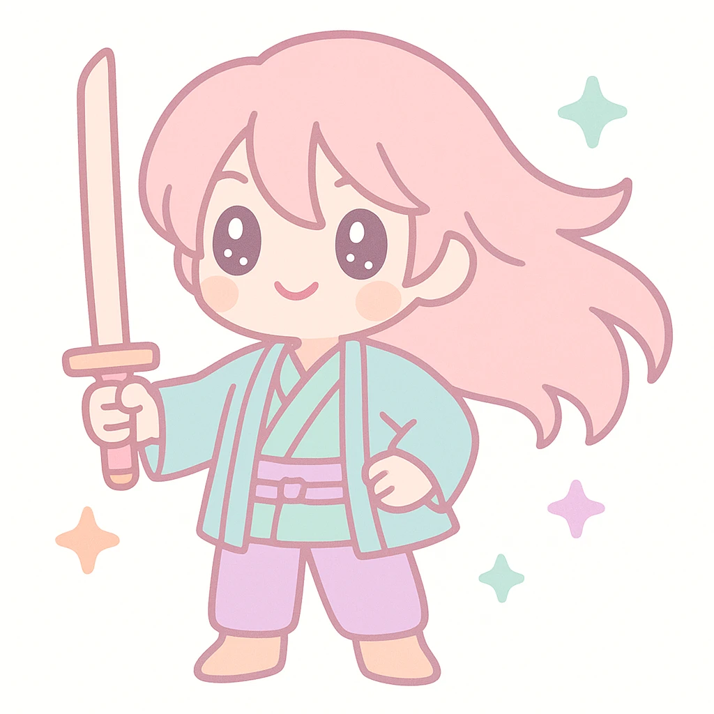 anime style cool swordsman with dramatic lighting, flowing hair emoji