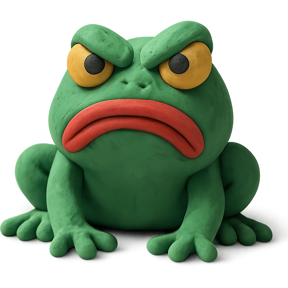 angry frog in claymation style emoji