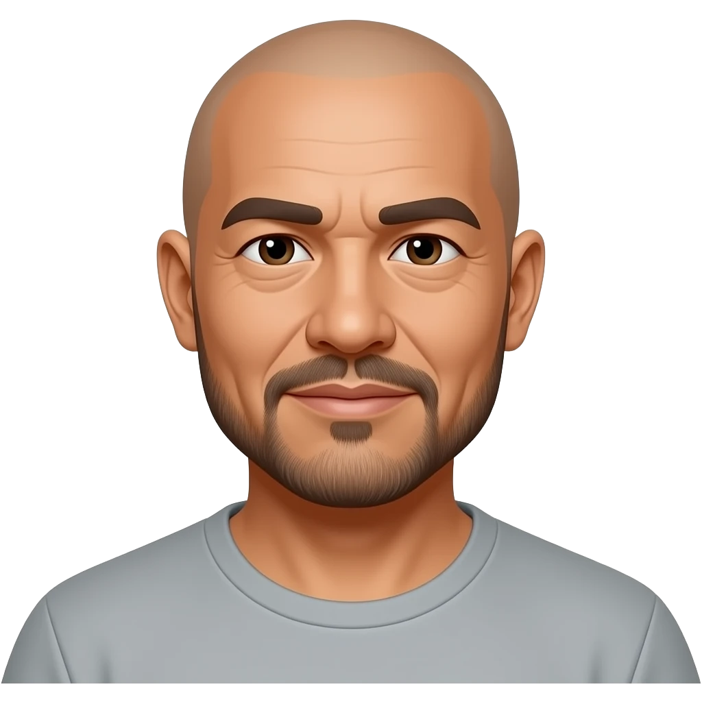 Picture of a 54 year old Pacific Islander man, Bald, Bearded, no mustach emoji