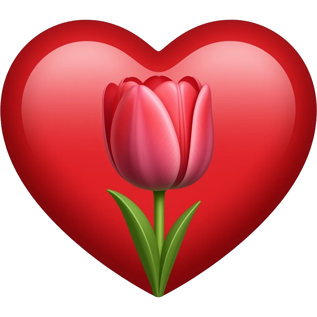 Belle tulipe rouge avec cœur emoji