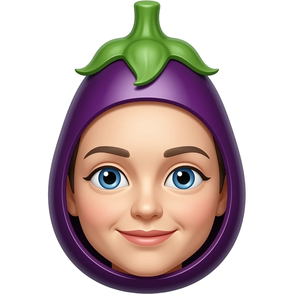 Egg plant inside Emily face emoji
