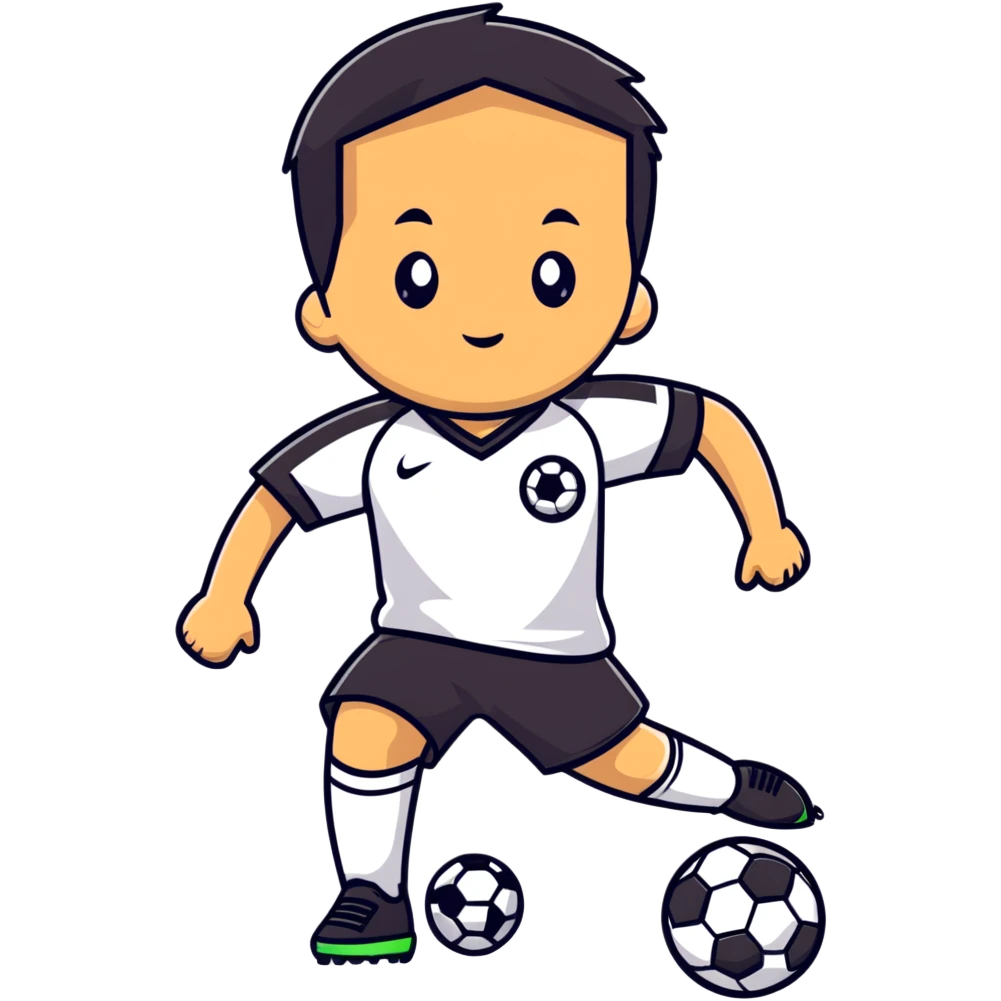 kid soccer player with ball emoji