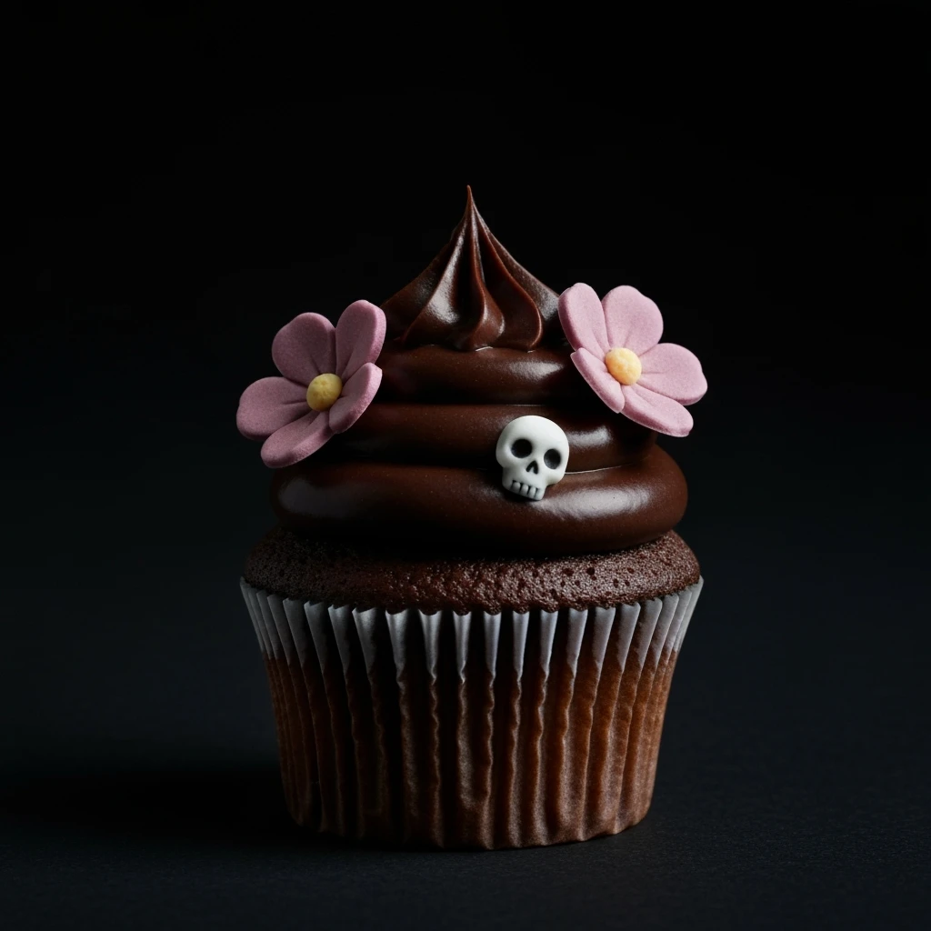 goth cupcake, cute, expressive, minimal emoji