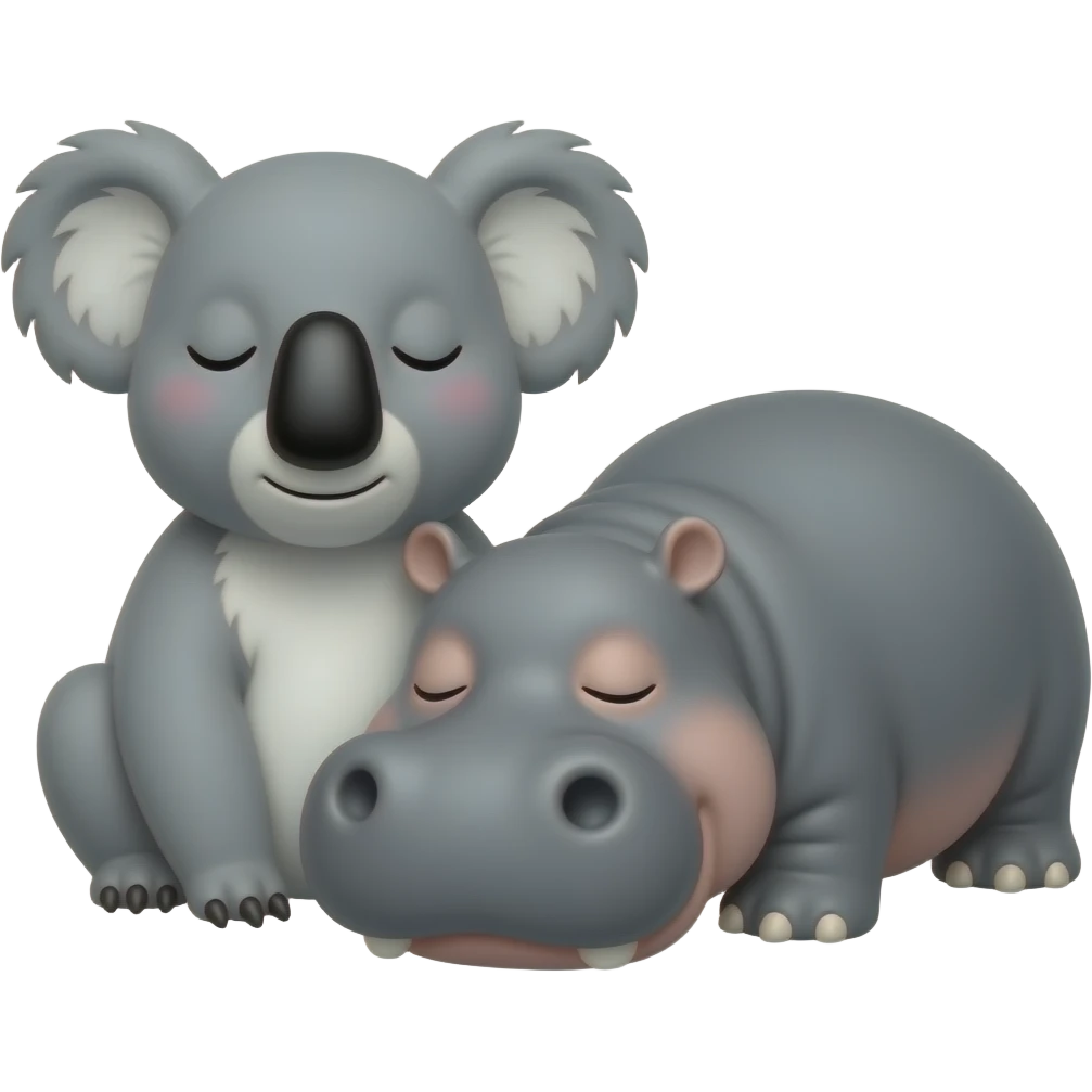 koala and hippo sleeping together emoji