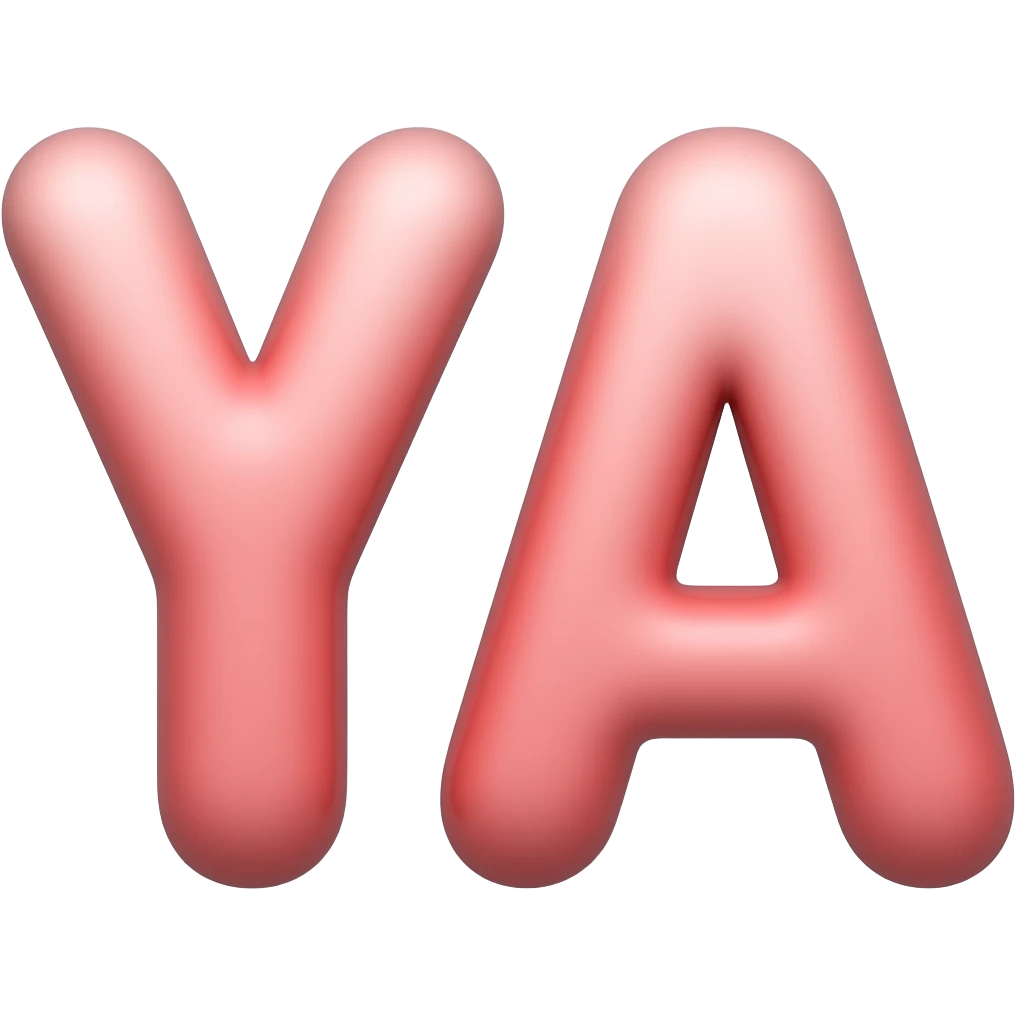 soft, rounded YA letters in a bright single color emoji