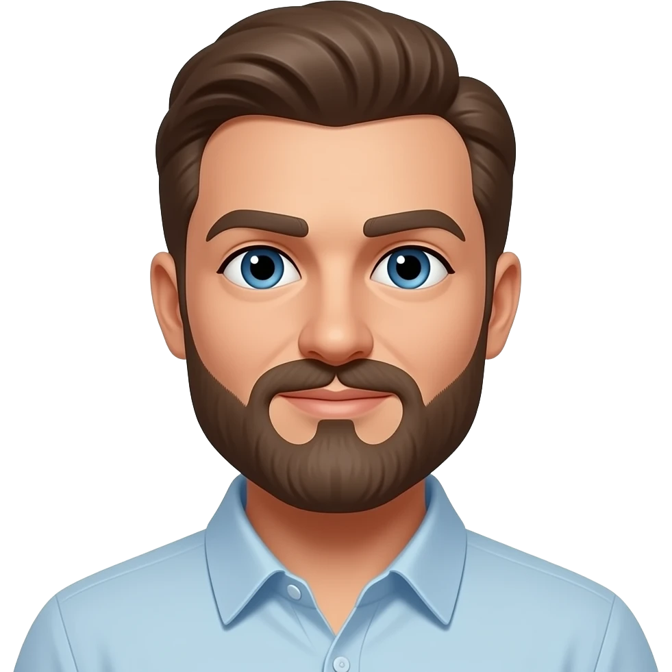 moreno claro, cavanhaque, olhos cantanhos, a camisa de baixo nao tem gravata emoji