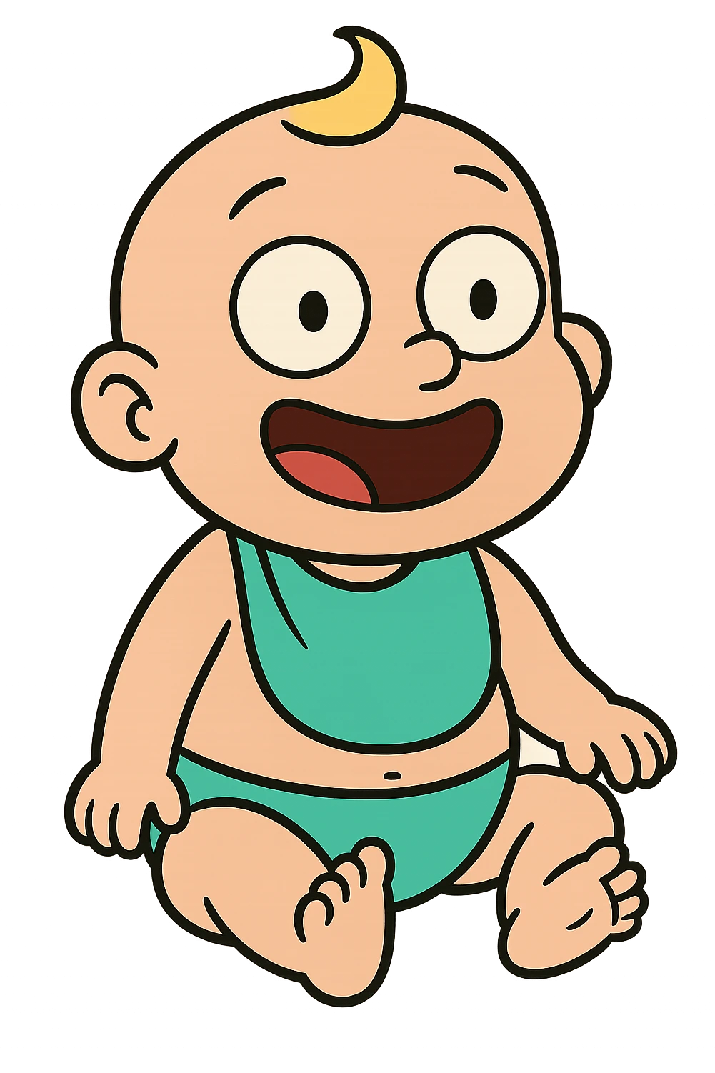 bébé avec un bavoir, style cartoon, couleurs vives emoji