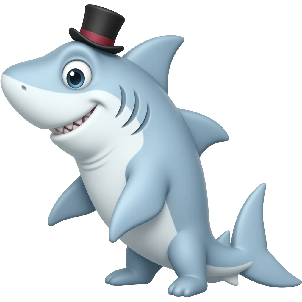 Shark with a top hat emoji