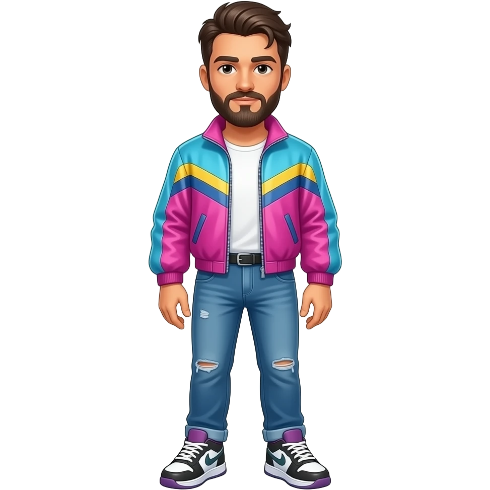 man with beared and wear 80's century clothes emoji