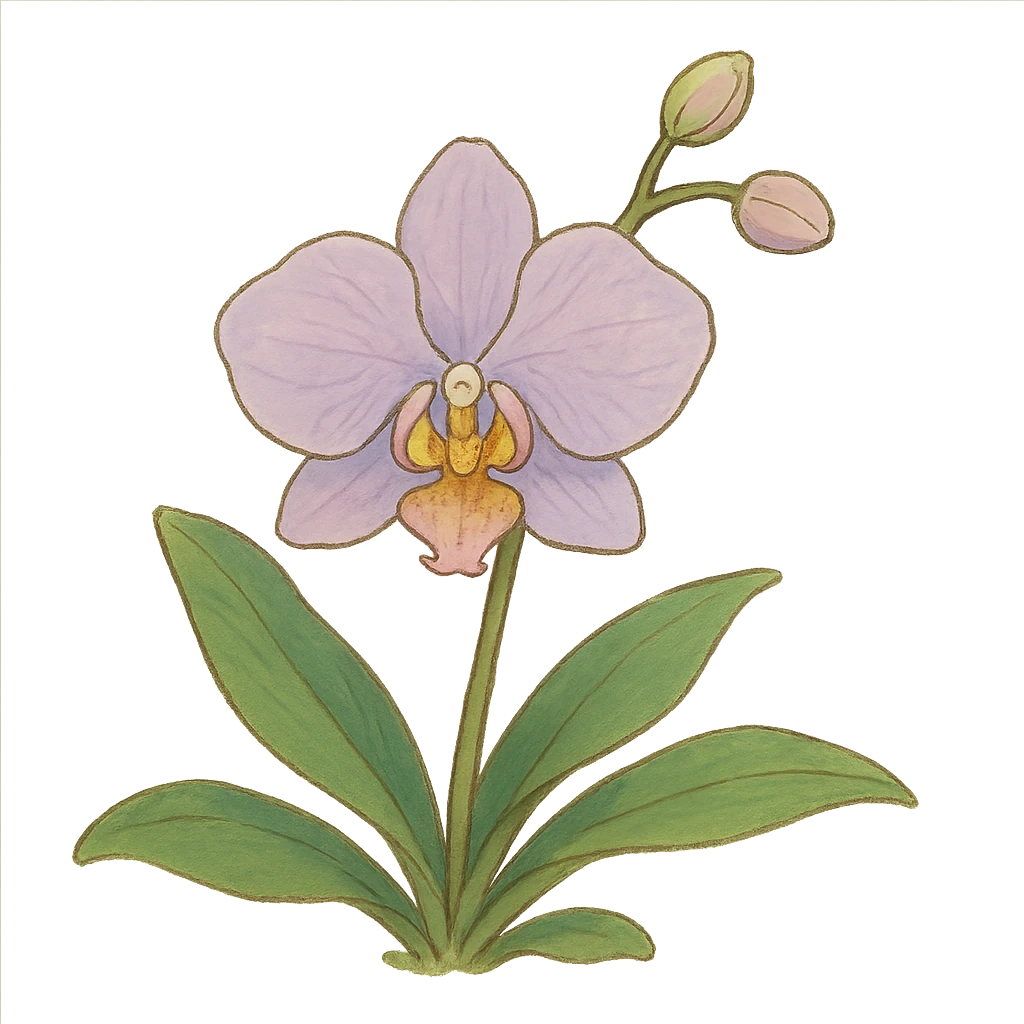 ghibli style orchid flower illustration emoji
