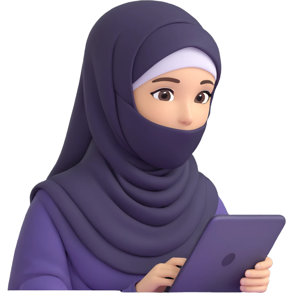 girl with hijab computer science engineer working with metaverse technology emoji