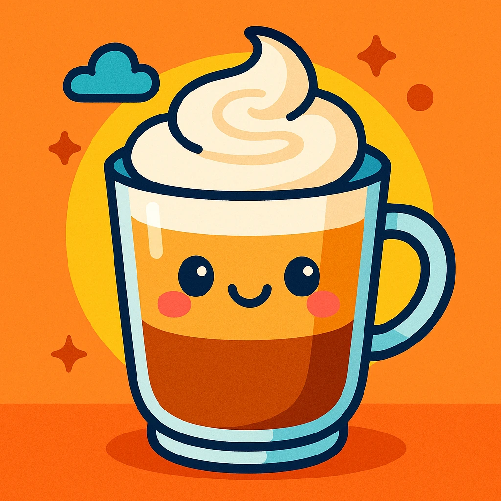 a latte, cartoon style emoji