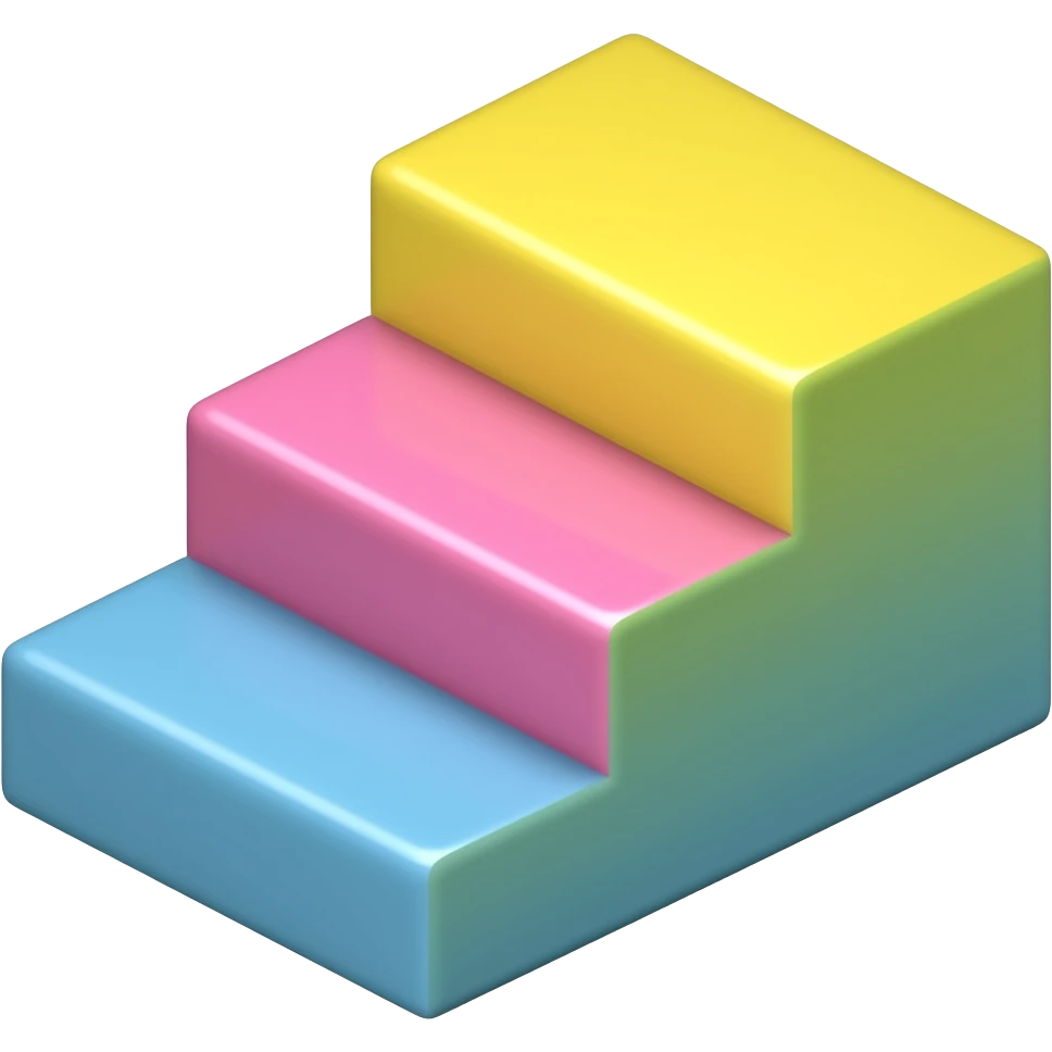 A small staircase with three colourful steps emoji