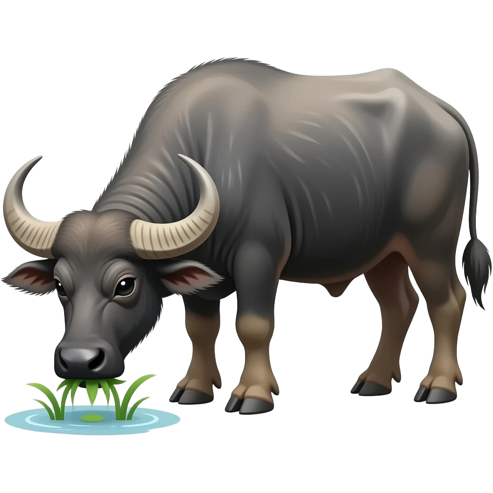 Cartoon water buffalo eating wet plants emoji