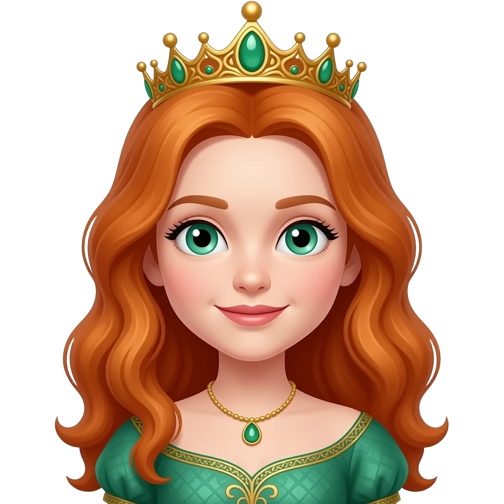 Ginger, green eyes, queen emoji