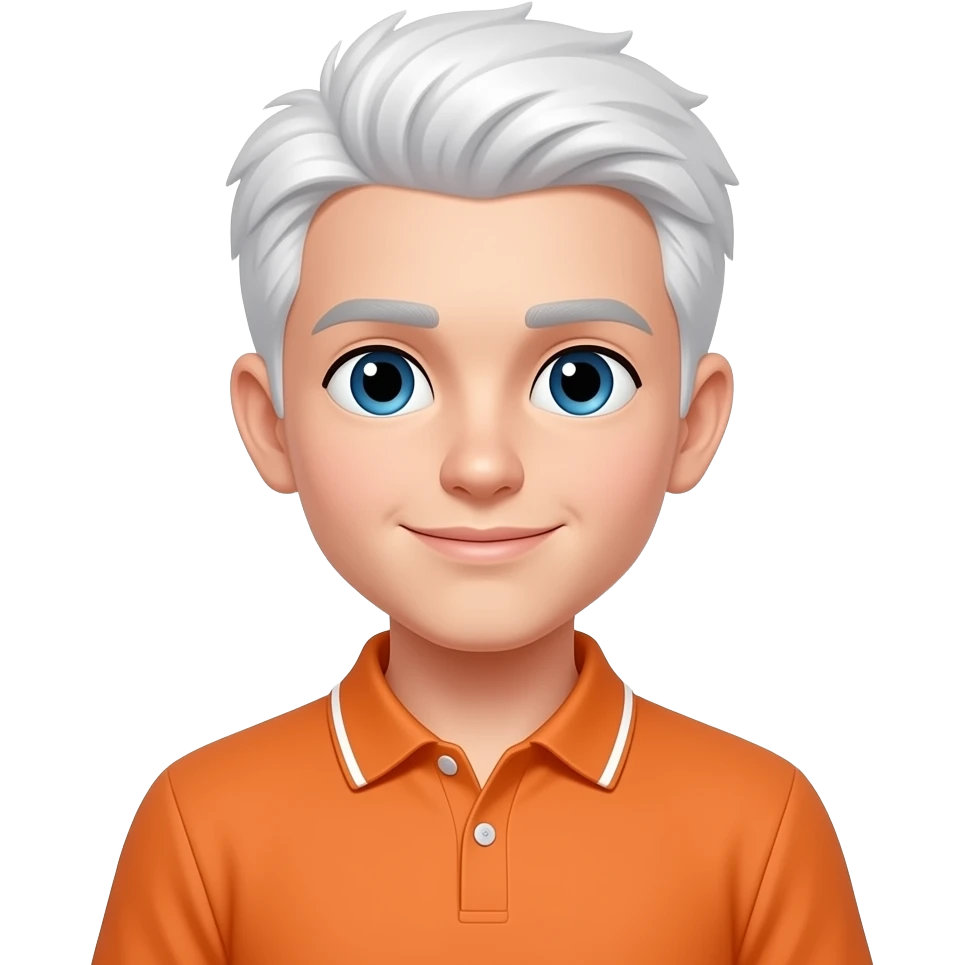 white boy with white hair and orange polo emoji