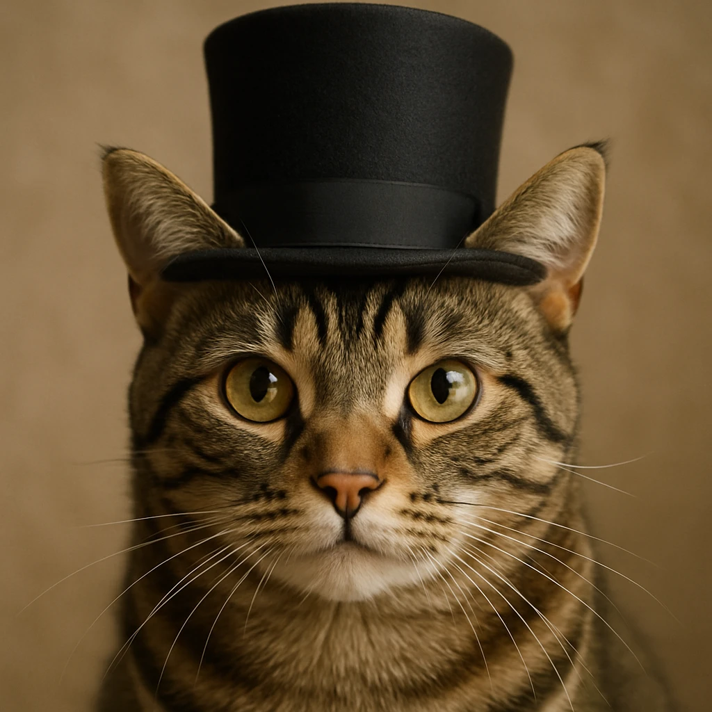 cat wearing a tophat emoji