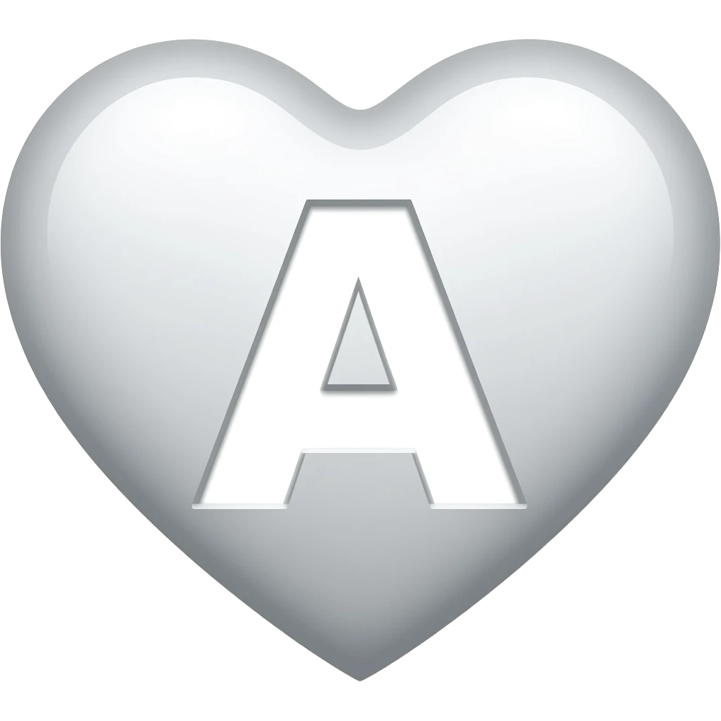 Beyaz kalp içinde a harfi emoji